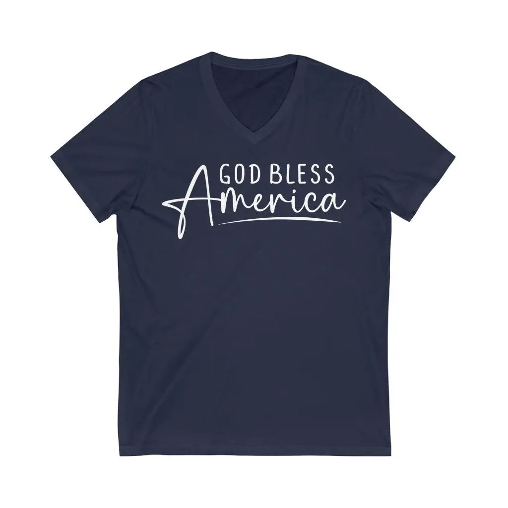 God Bless America Patriotic V-Neck Christian T-shirt - Amazing Faith Designs