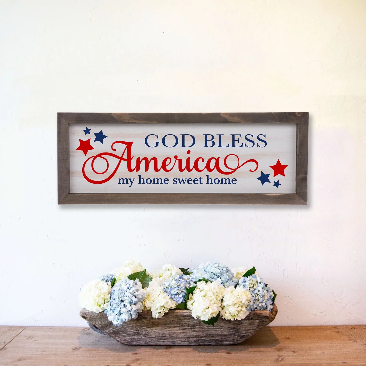 God Bless America Rustic Whitewashed Wood Frame Sign | 5.5" x 15" Farmhouse Decor | Christian Wood Decor amazingfaithdesigns