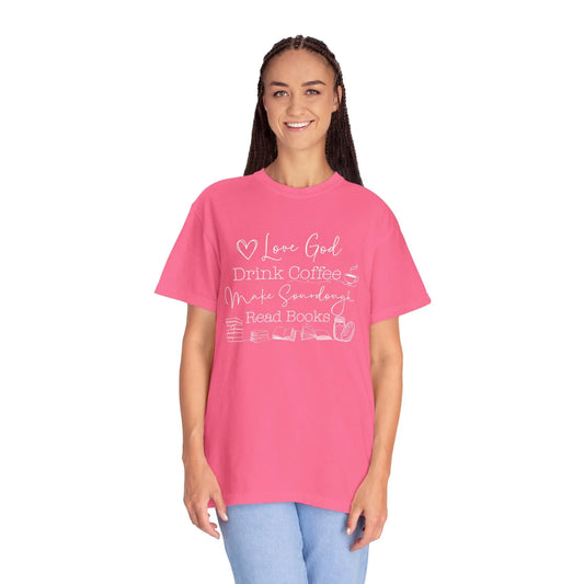 God Coffee Sourdough Books Comfort Colors Shirt Printify