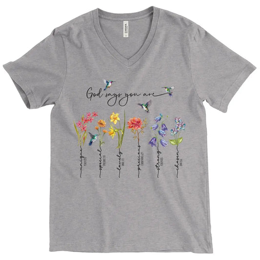 God Says You Are Gray Triblend Shirt Amazing Faith Designs
