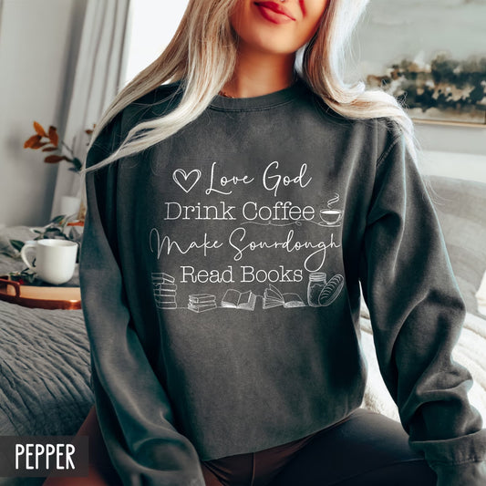 God Coffee Books Sourdough Lightweight Sweatshirt - Amazing Faith Designs