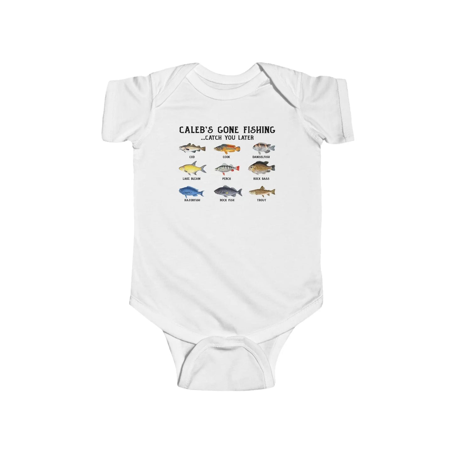 Gone Fishing Personalized Infant Onesie Printify