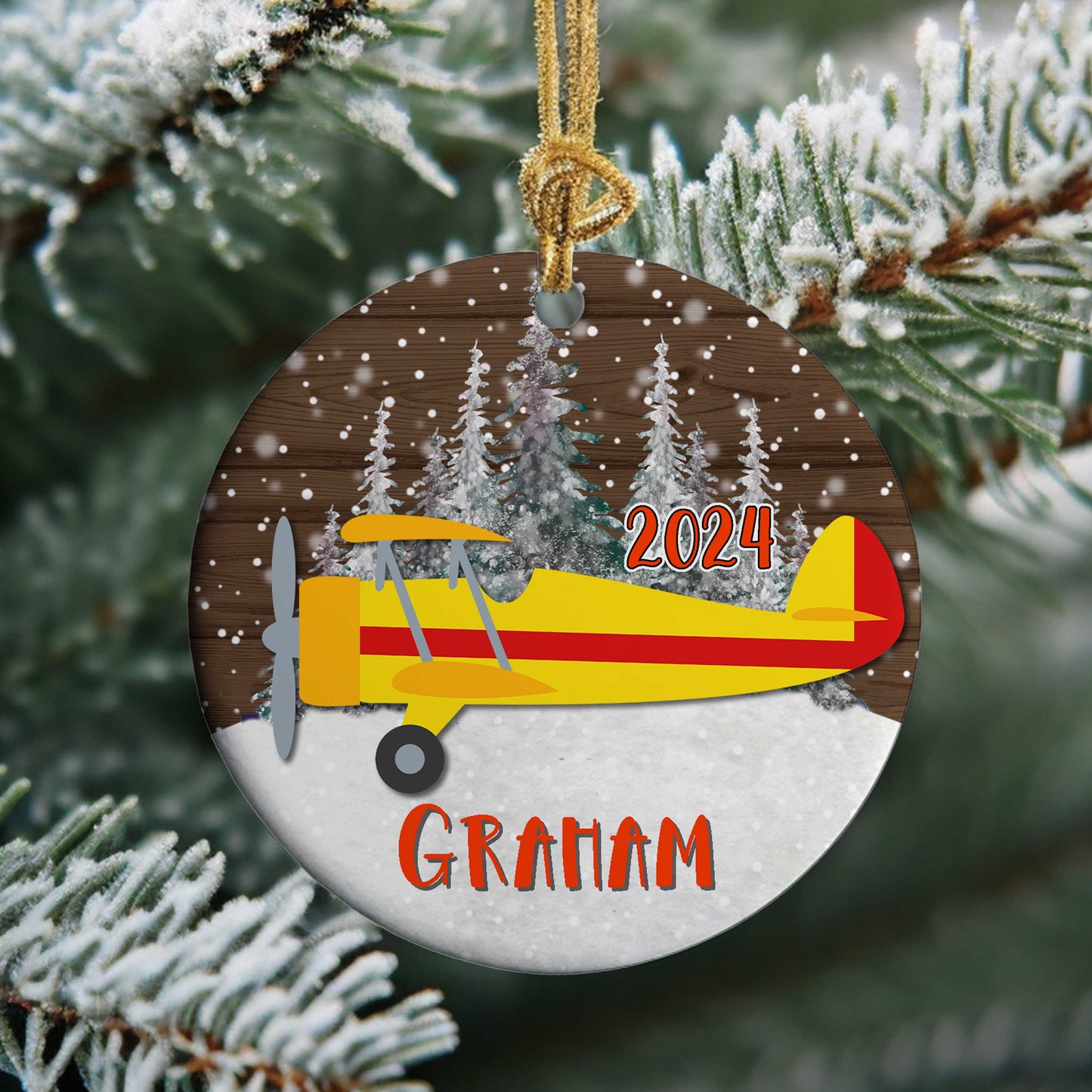 Airplane Personalized Christmas Ornament - Amazing Faith Designs