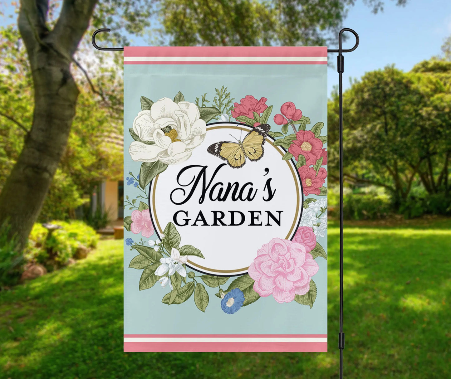 Grandma Summer Flowers Personalized Garden Flag Amazing Faith Designs