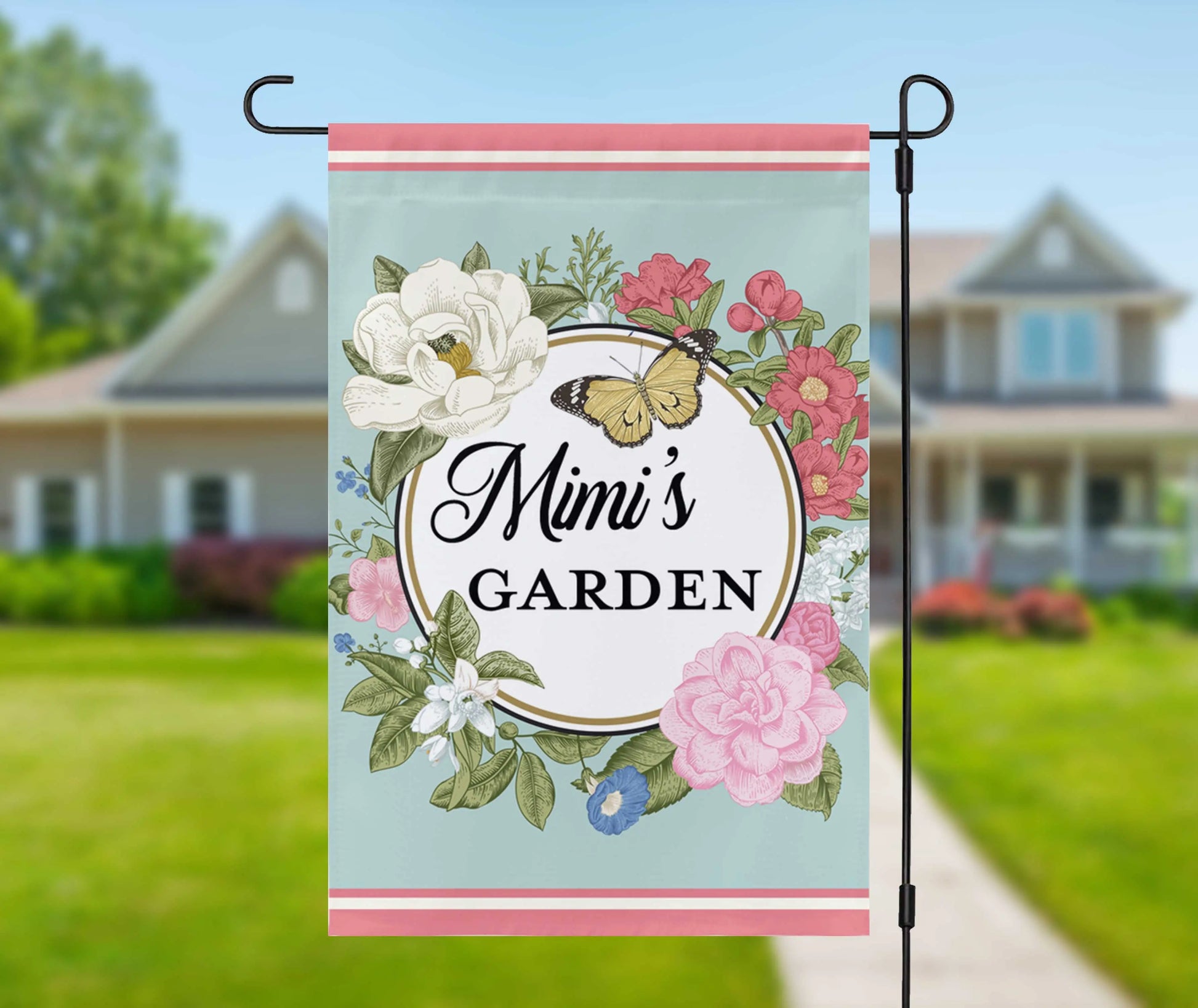 Grandma Summer Flowers Personalized Garden Flag Amazing Faith Designs