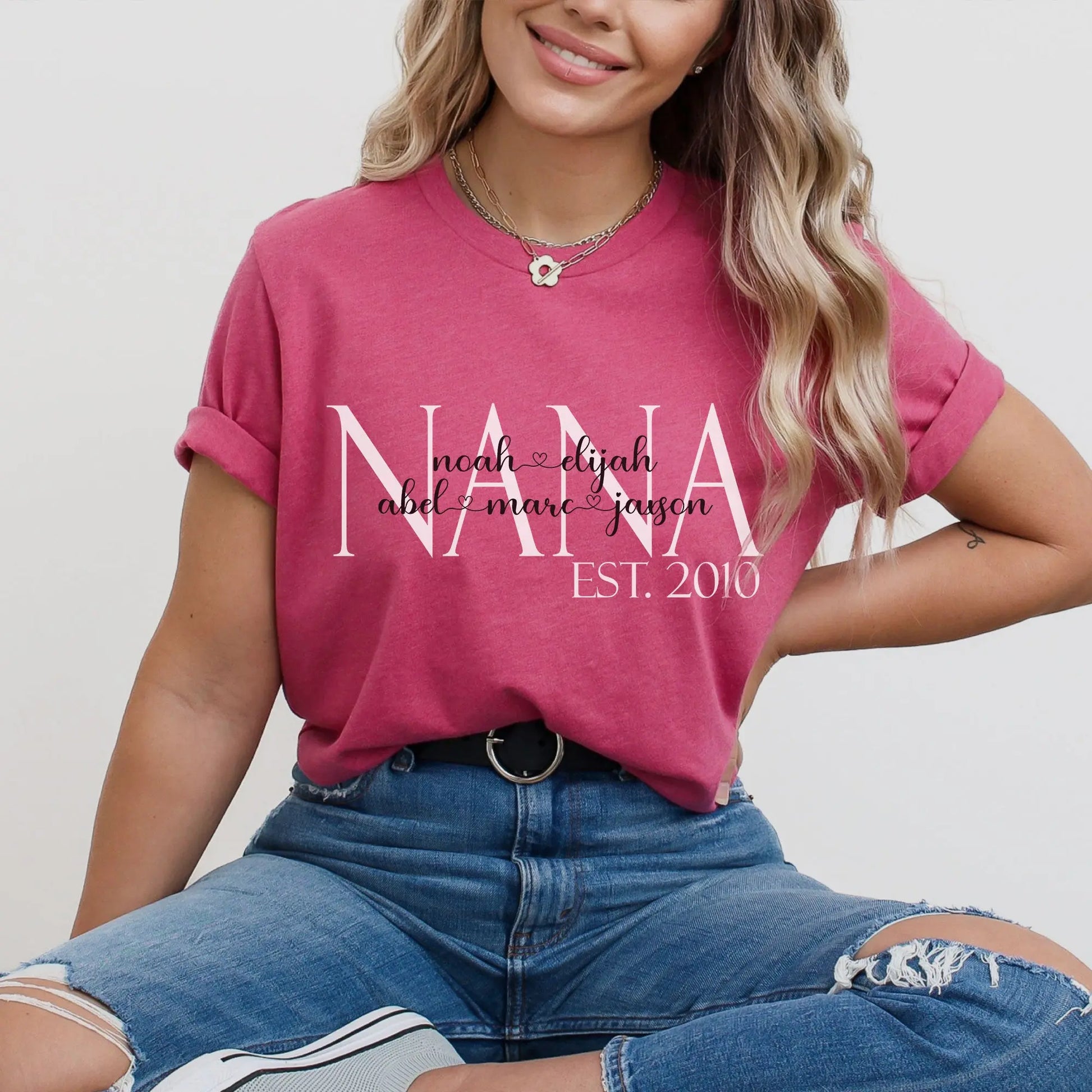 Grandma T-shirt with Grandkids Names | Mimi, Nana, Mama, Gigi Amazing Faith Designs