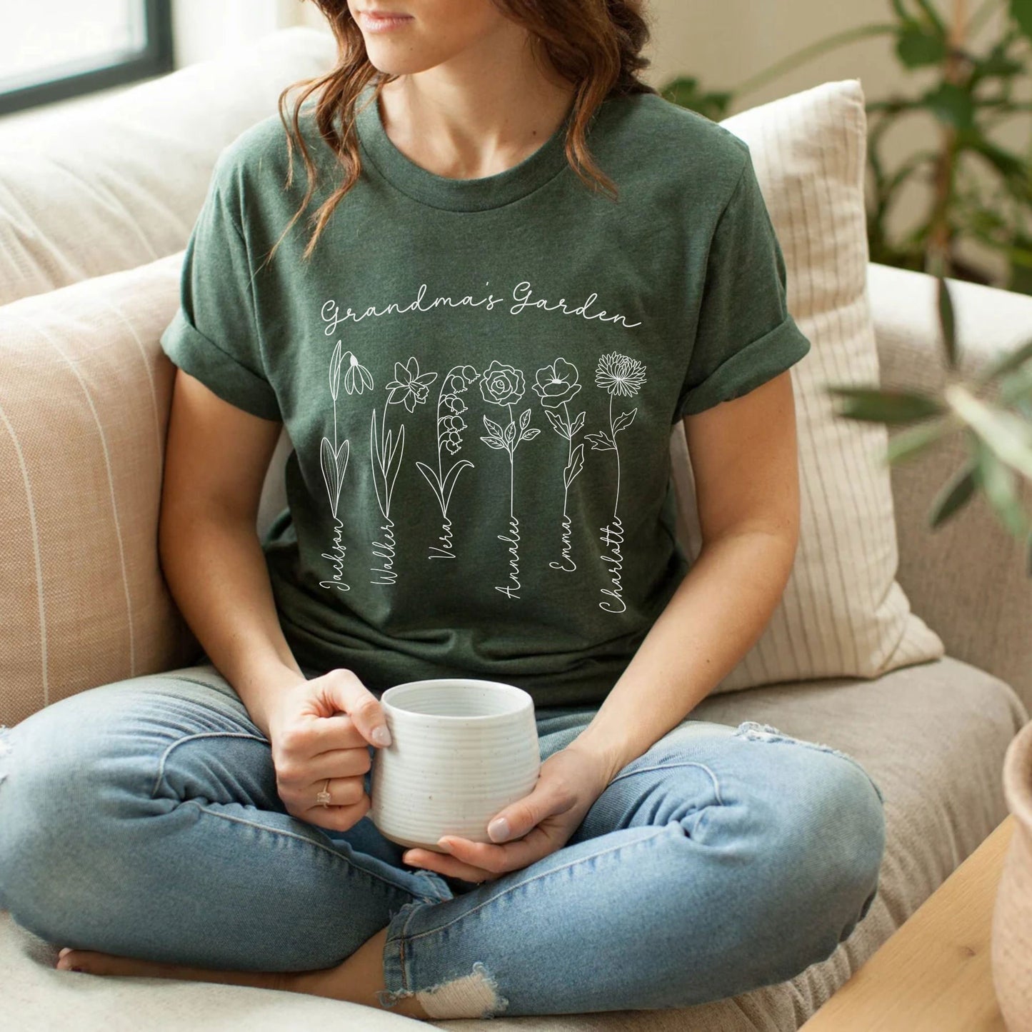 Personalized Grandma’s Garden Birth Month Flower Shirt - Amazing Faith Designs