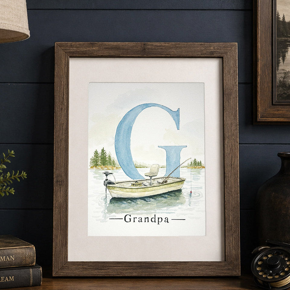 Personalized Watercolor Initial Painting for Dad or Grandpa - Amazing Faith Designs