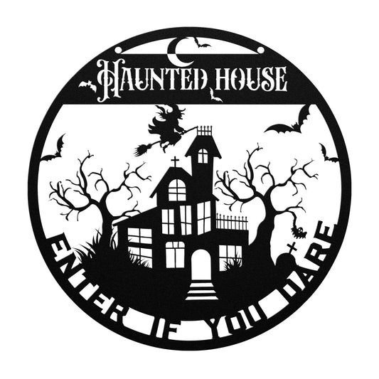 Halloween Haunted House Metal Sign teelaunch