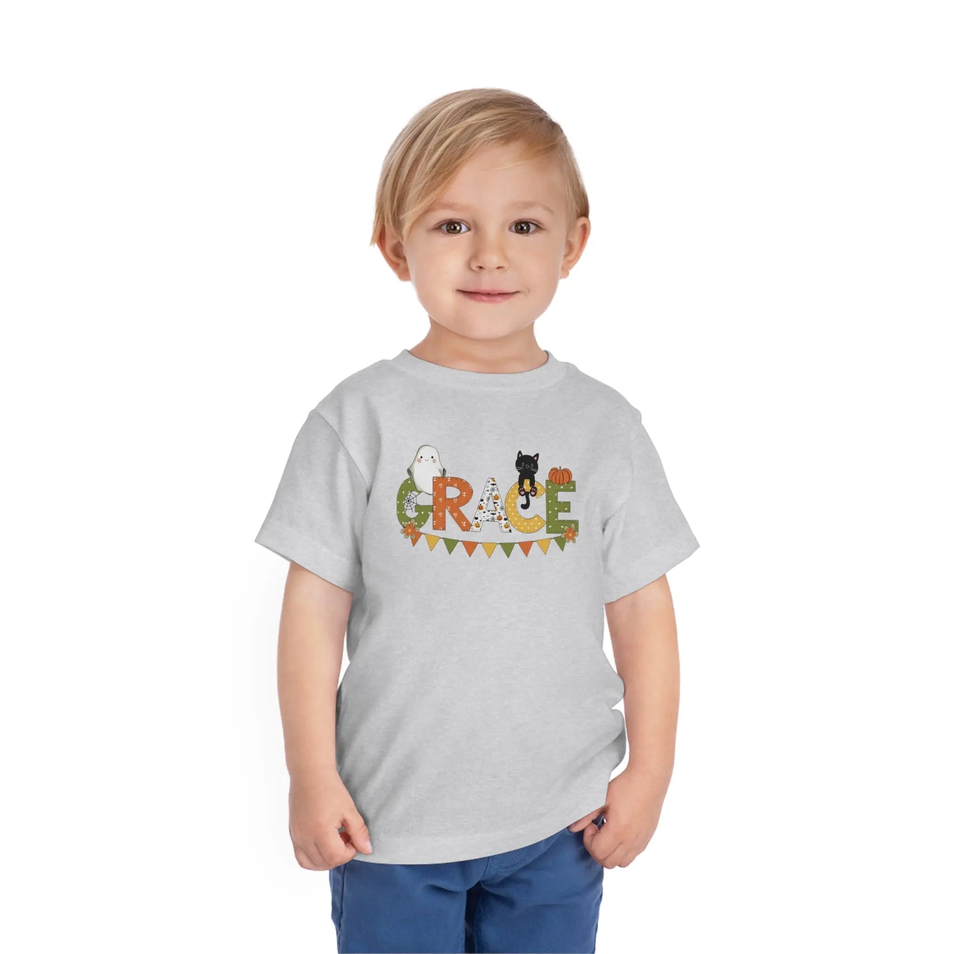 Halloween Personalized Doodle Name Toddler Short Sleeve Tee Printify