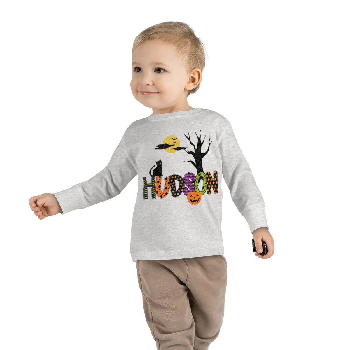 Halloween Personalized Name Toddler Long Sleeve T-shirt 2T 3T 4T 5T | Fall Child's Shirt, October Shirt, Custom Name Tshirt Printify