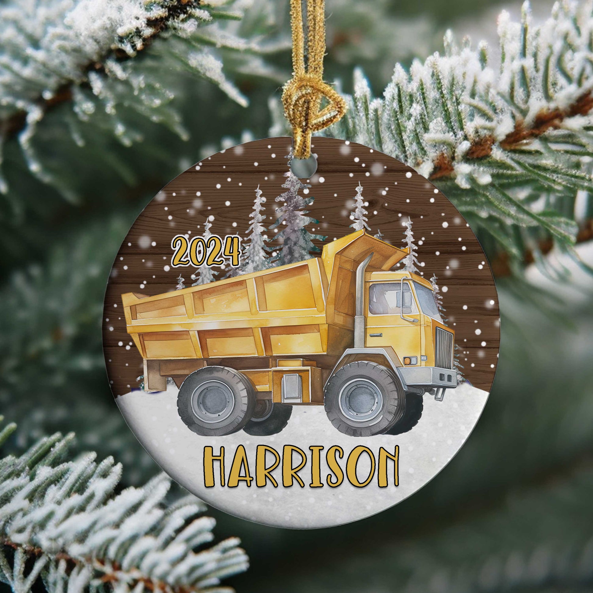 Dump Truck Personalized Christmas Ornament - Amazing Faith Designs