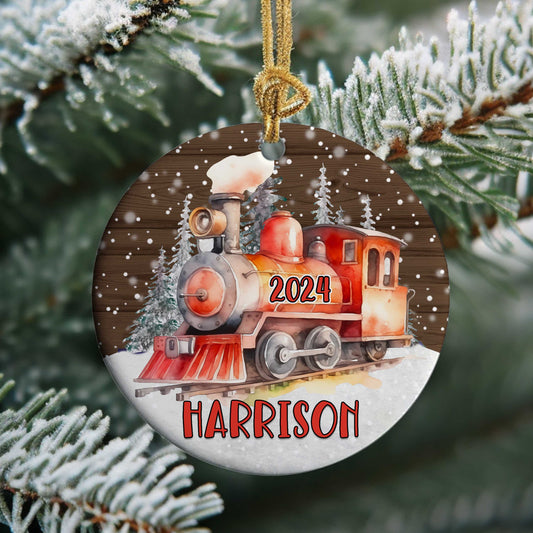 Train Personalized Christmas Ornament - Amazing Faith Designs