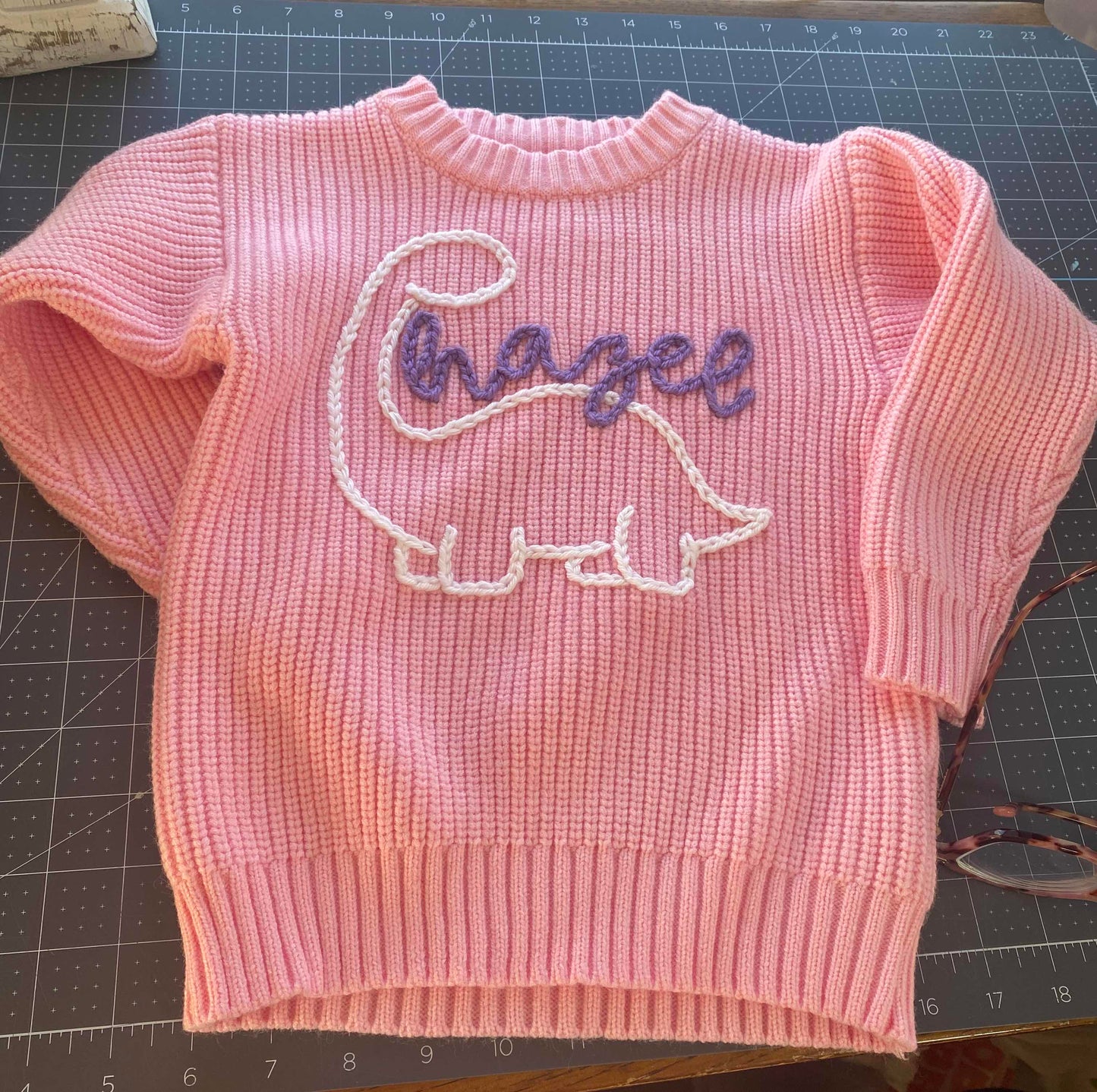 Dinosaur Hand Embroidered Sweater - Amazing Faith Designs