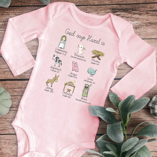 Nativity Personalized Infant Christmas Onesie - Amazing Faith Designs