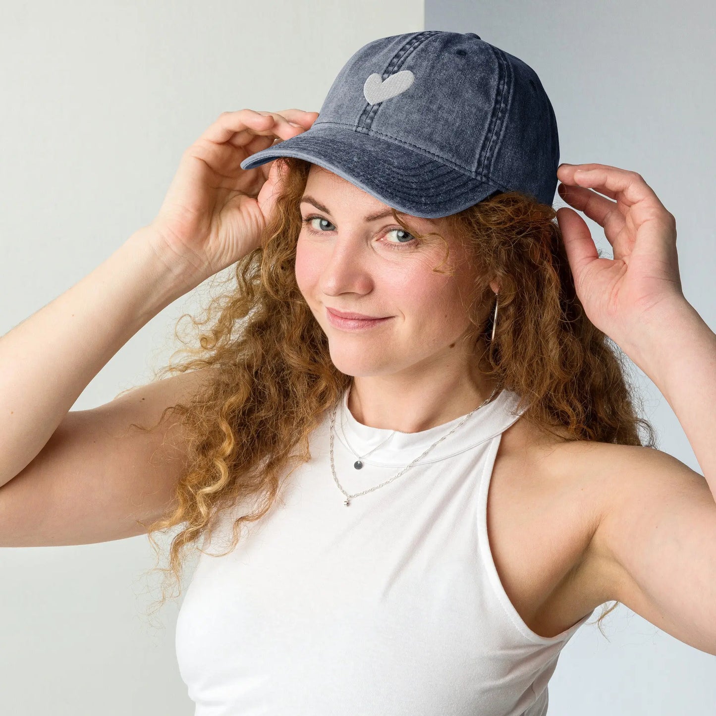 Heart Embroidered Vintage Cotton Twill Cap Amazing Faith Designs