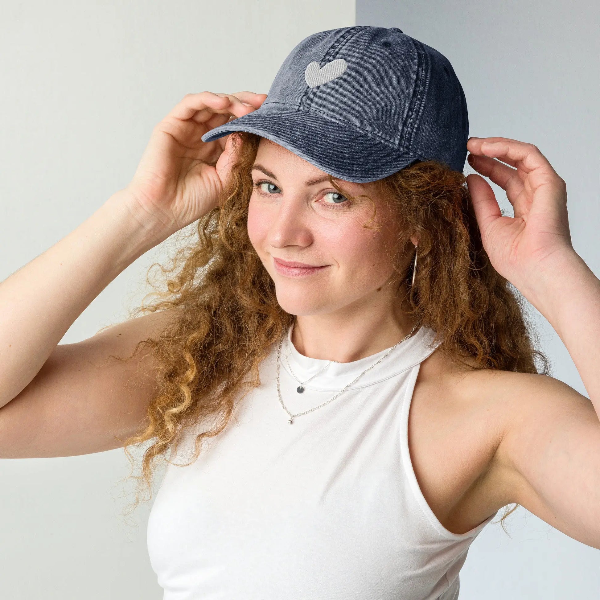 Heart Embroidered Vintage Cotton Twill Cap Amazing Faith Designs
