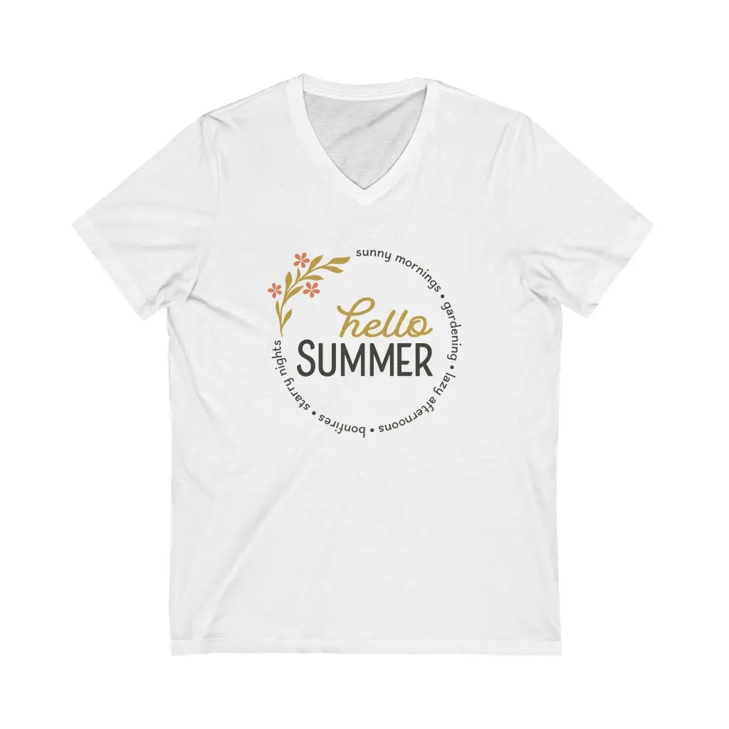 Hello Summer V-Neck Christian T-shirt - Amazing Faith Designs