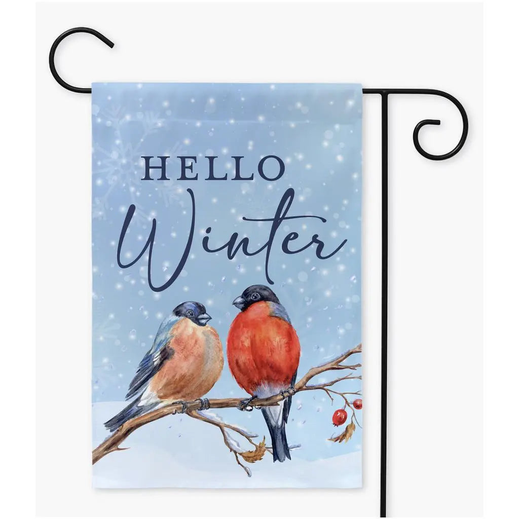 Hello Winter Birds Garden Flag Amazing Faith Designs