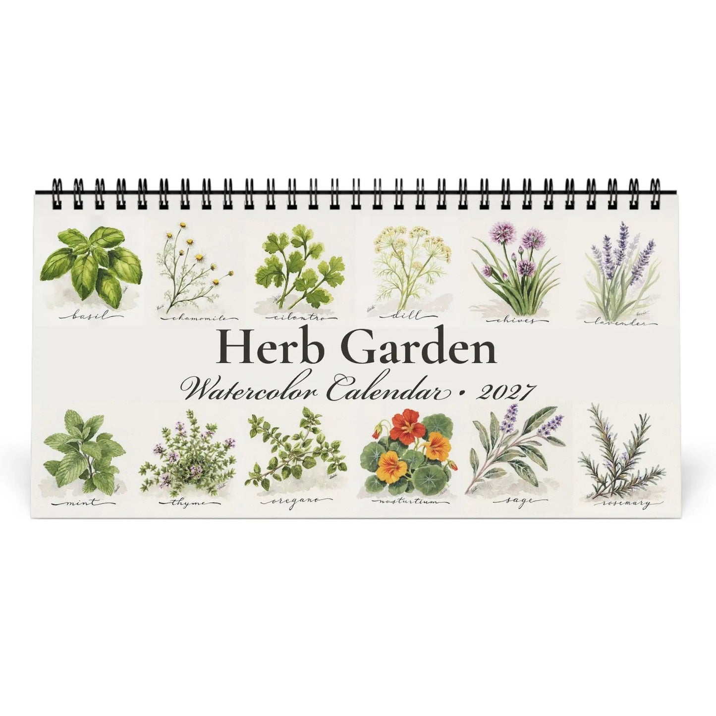 Herb Garden 2027 Desktop Calendar | Original Watercolor Botanical Art Printify