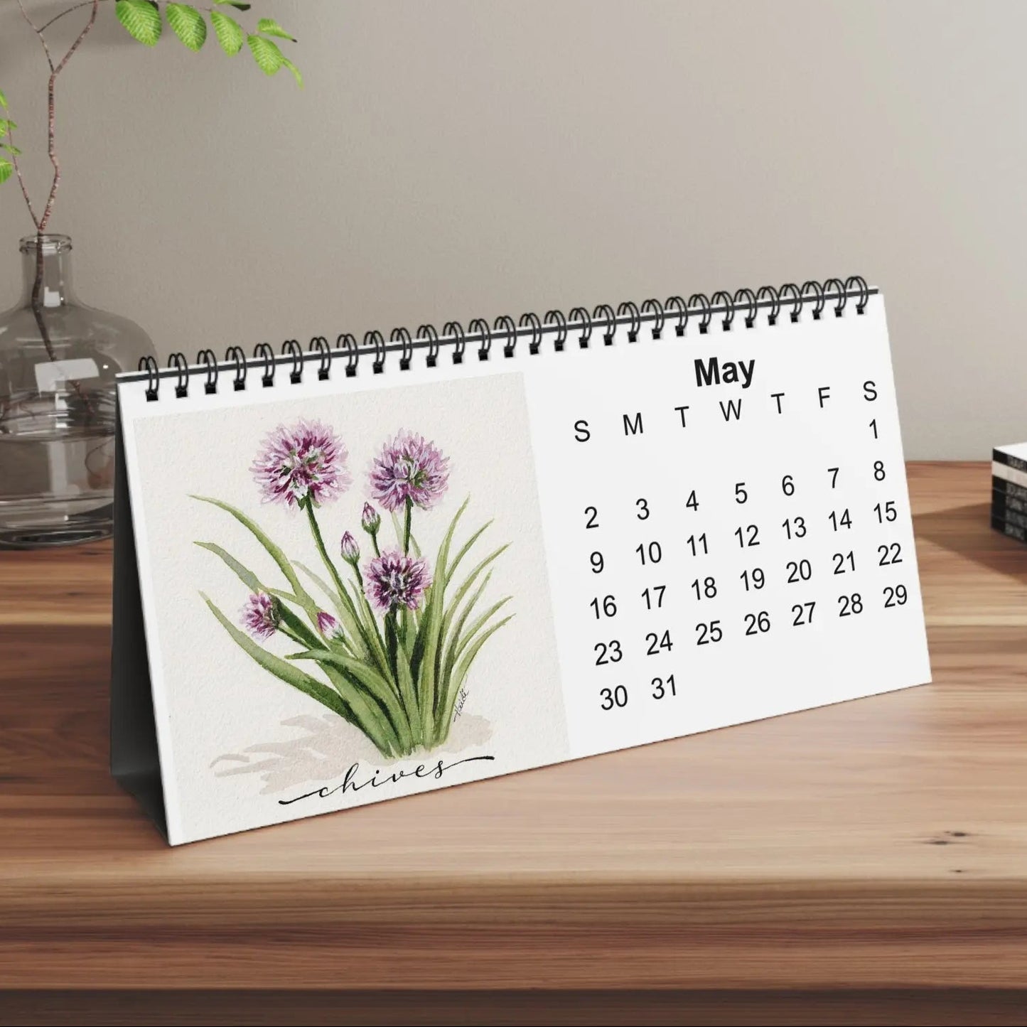 Herb Garden 2027 Desktop Calendar | Original Watercolor Botanical Art Printify
