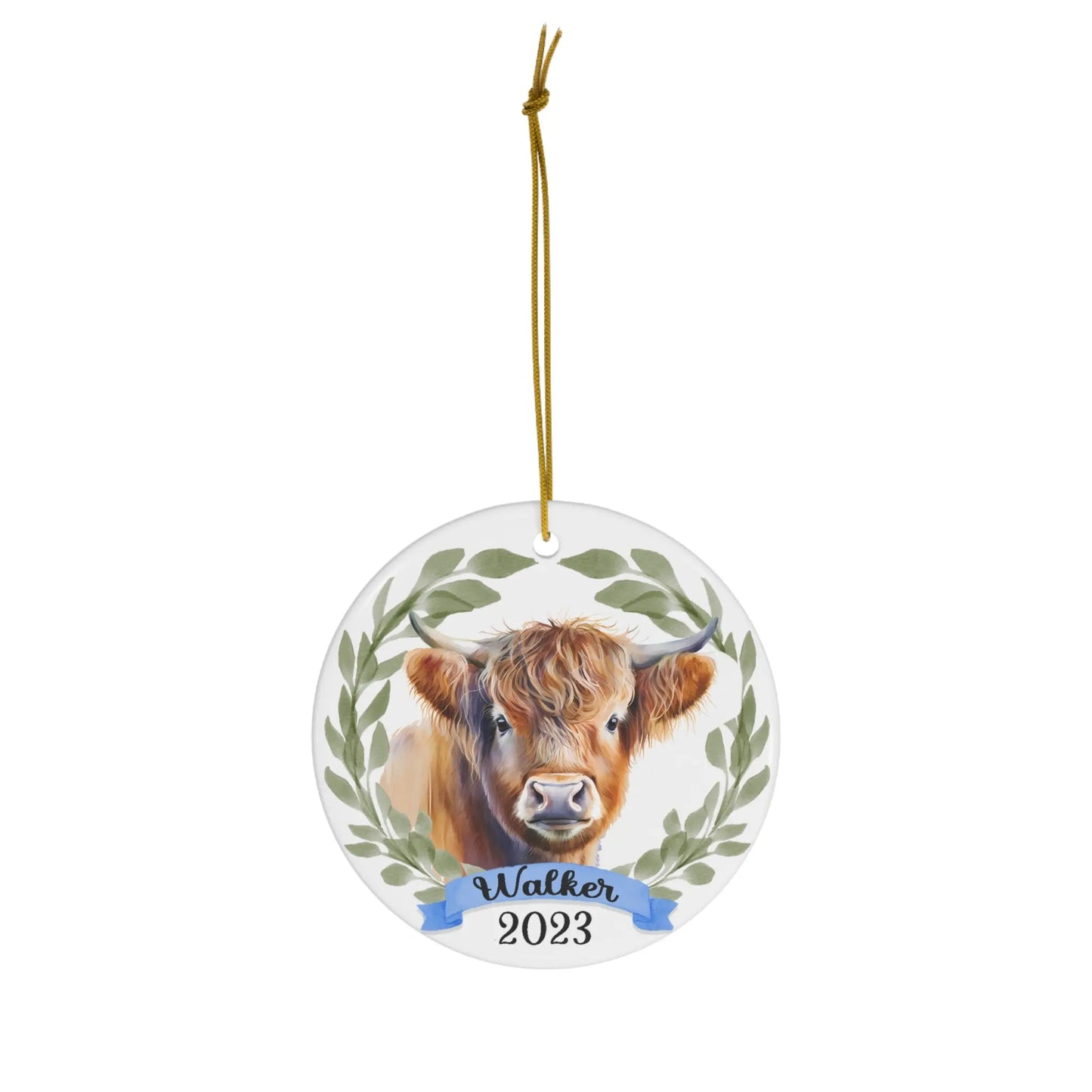 Hereford Cow Personalized Ornament Printify