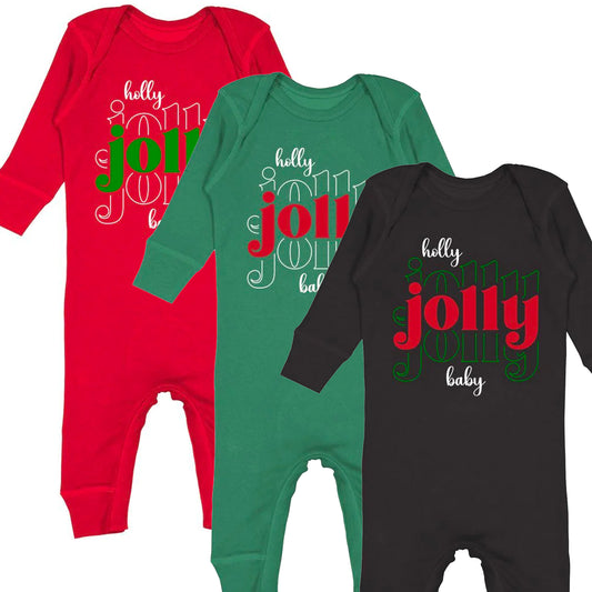 Holly Jolly Baby Infant Long Legged Baby Rib Bodysuit - Amazing Faith Designs