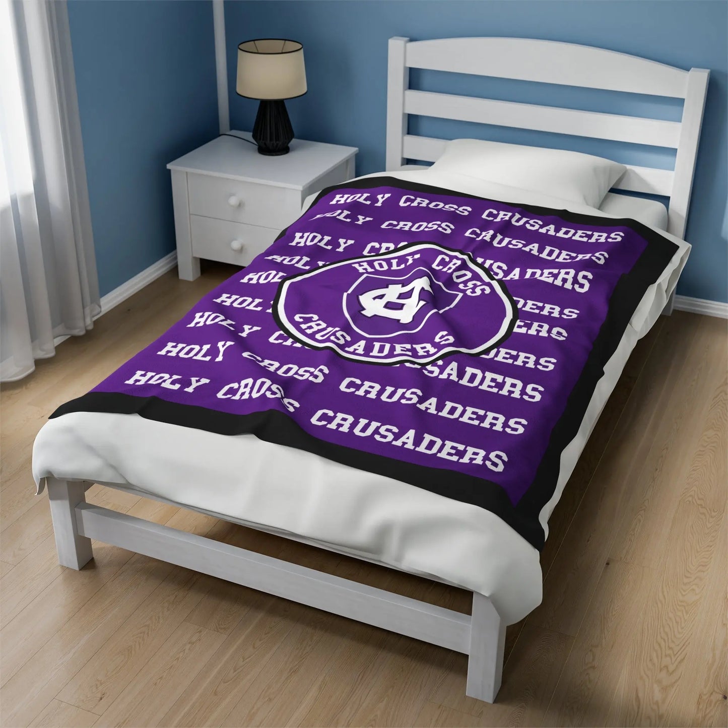 Holy Cross Crusaders Velveteen Plush Blanket Printify