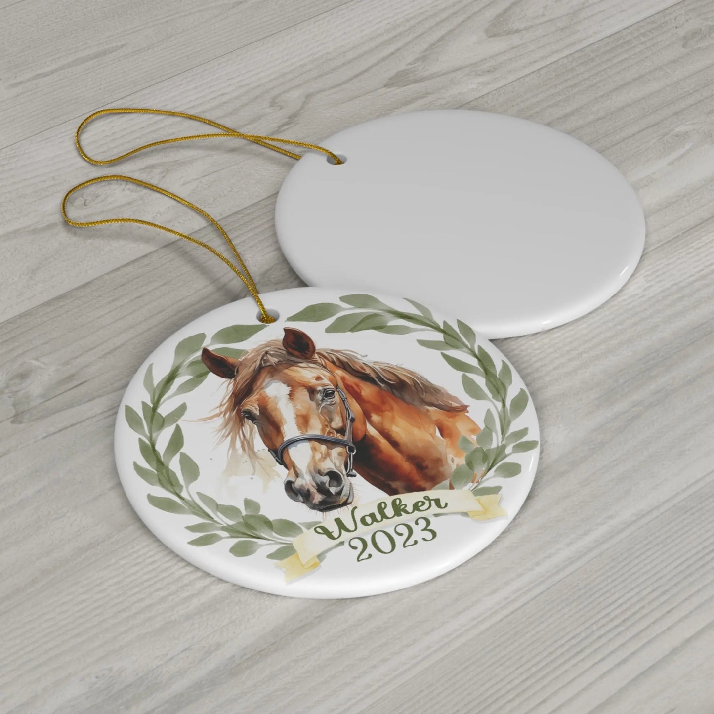 Horse Boy's Personalized Ceramic Ornament Printify