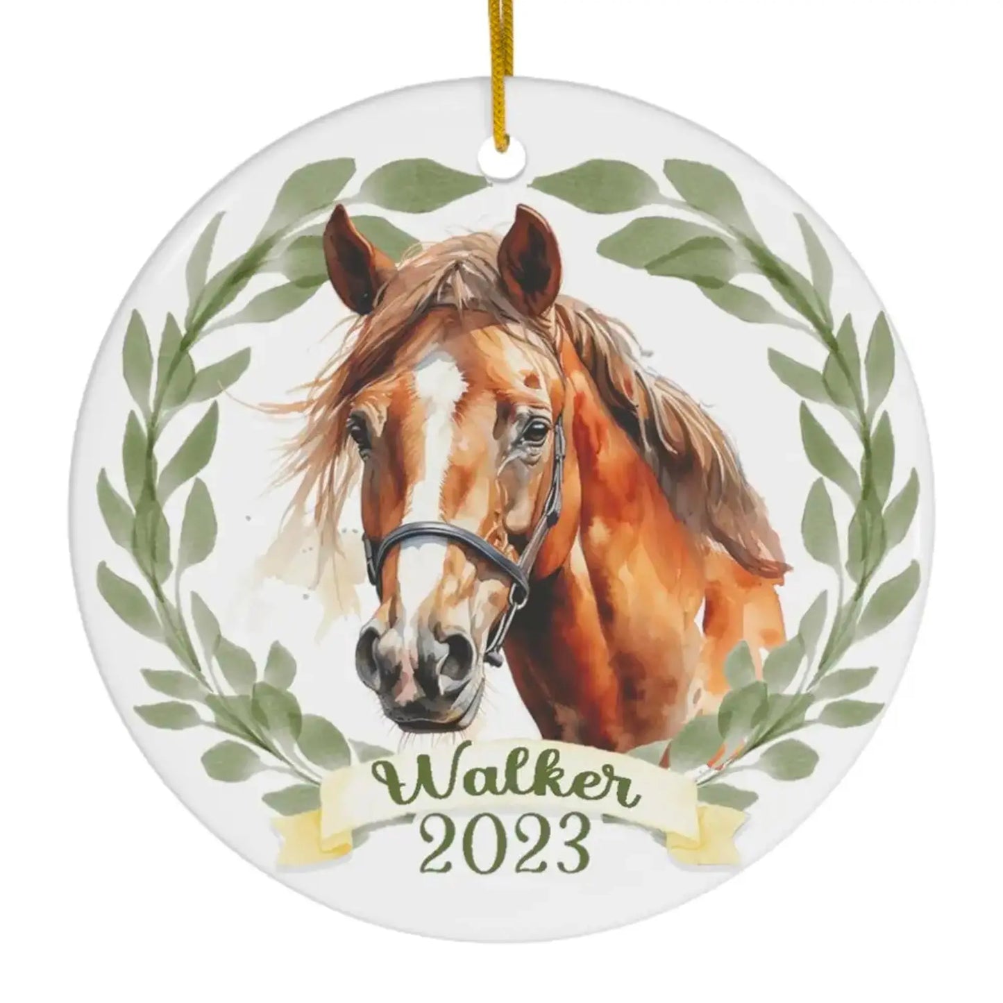 Horse Boy's Personalized Ceramic Ornament Printify