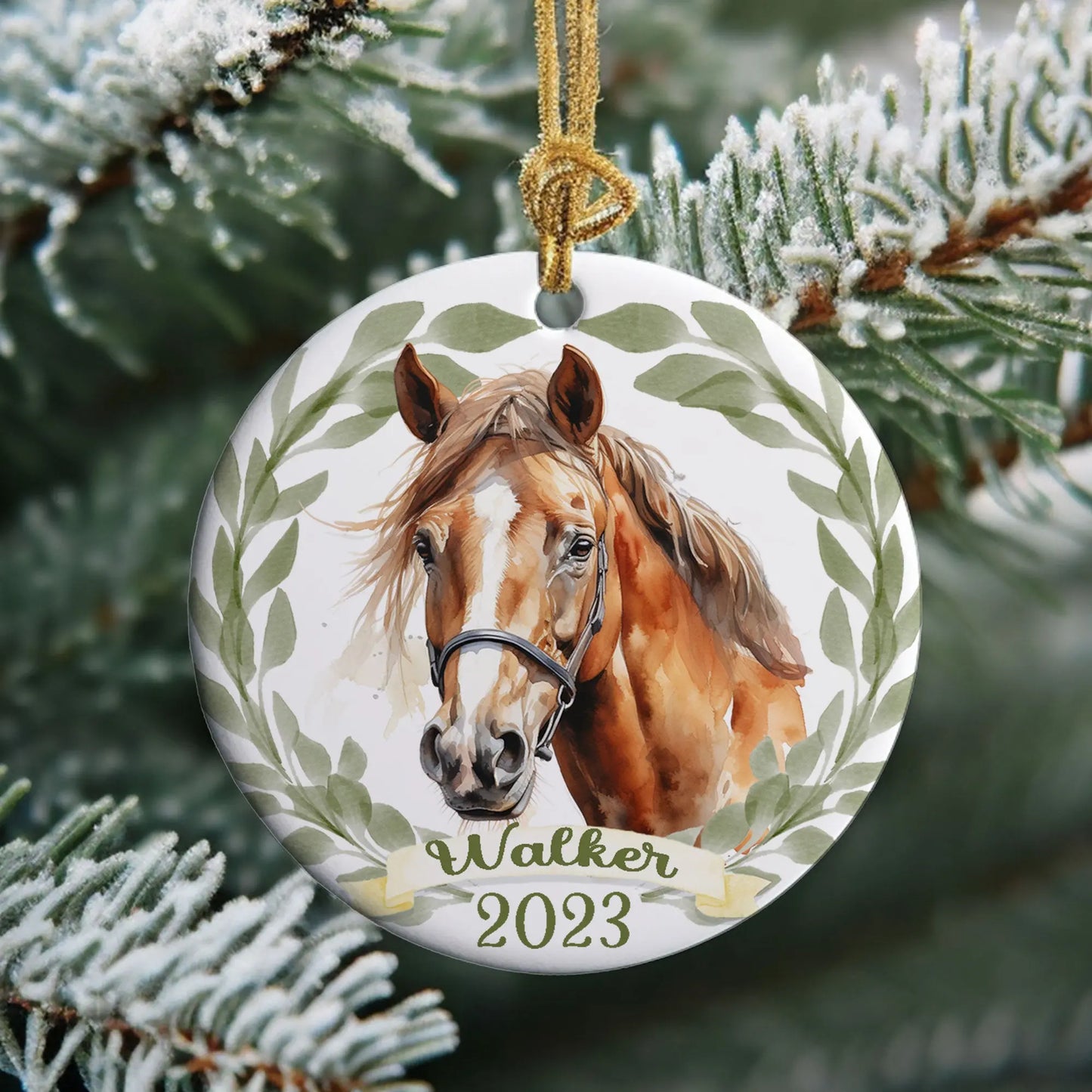 Horse Boy's Personalized Ceramic Ornament Printify