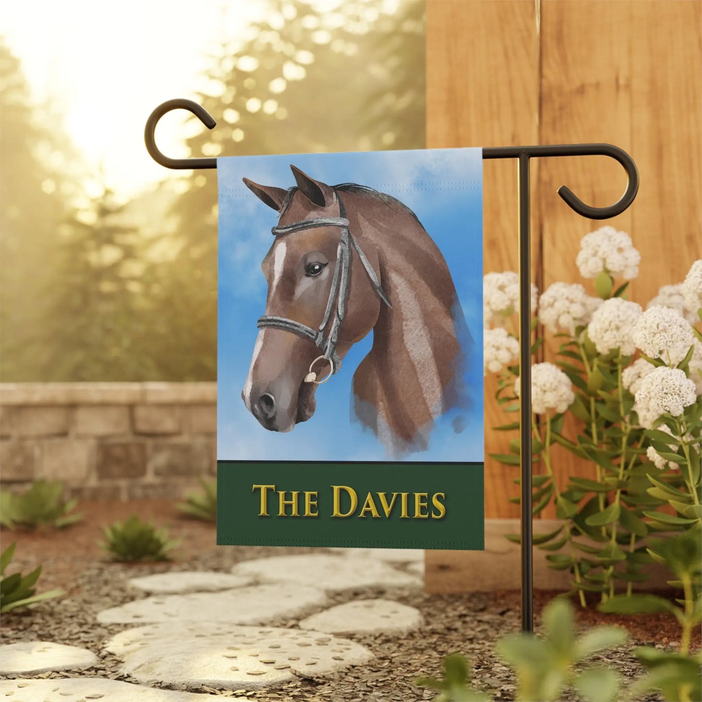 Horse Farm Family Name Garden Flag - Personalized Printify