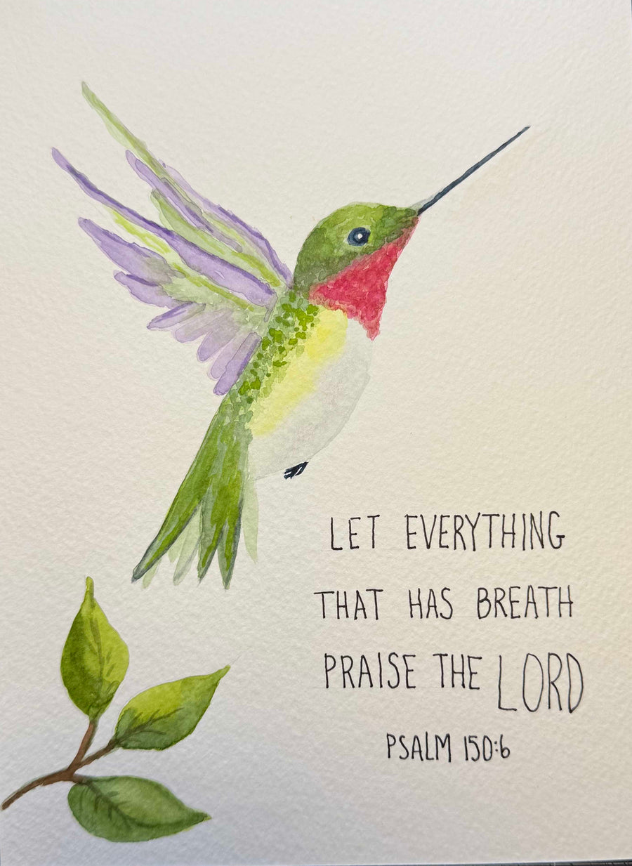 Hummingbird Scripture Watercolor Original Painting – Christian Wall Art Gift - Amazing Faith Designs