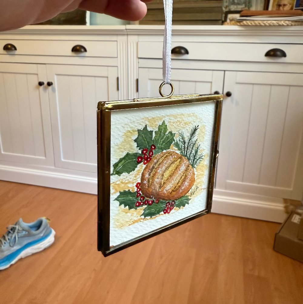 Sourdough Hand Painted Glass Frame Ornament - Amazing Faith Designs