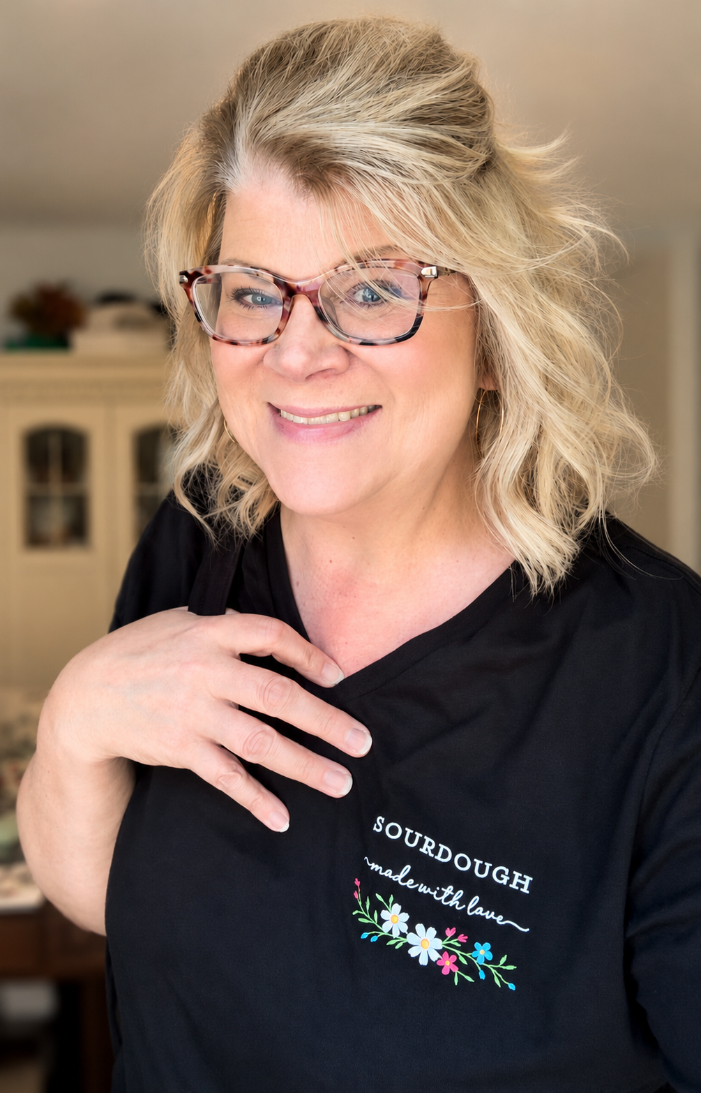 Sourdough Made with Love Embroidered V-Neck Tee - Amazing Faith Designs