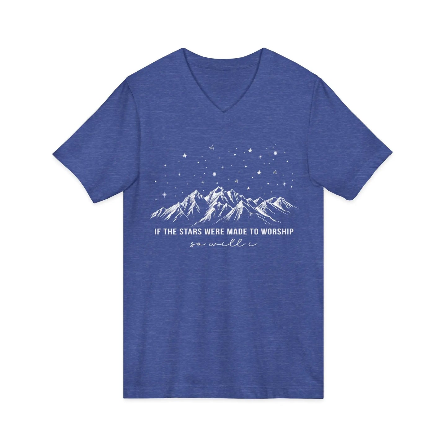 If the Stars Worship V-Neck Christian Shirt Printify