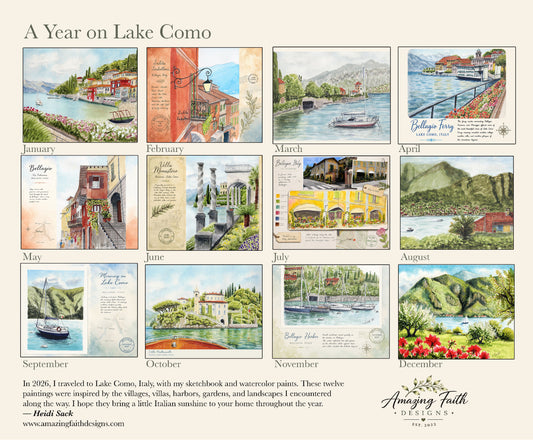 Lake Como 2027 Watercolor Calendar | Watercolors from Italy