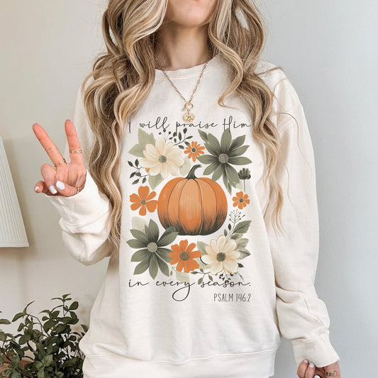 Christian Fall Sweatshirt | Psalm 146:2 - Amazing Faith Designs