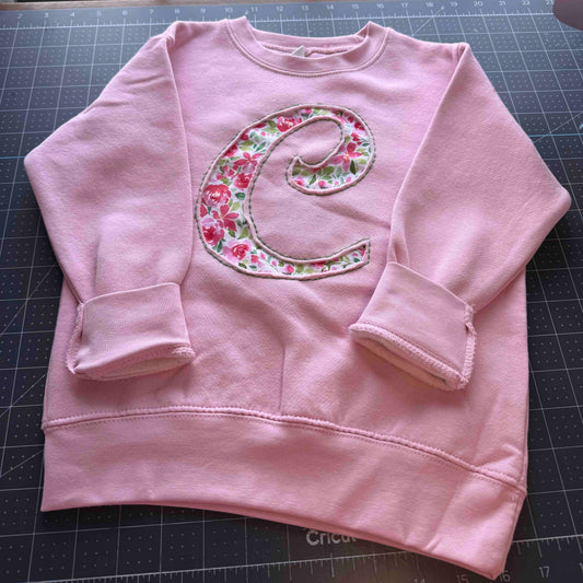 Kids Custom Hand Embroidered Letter Appliqué Sweatshirt Amazing Faith Designs