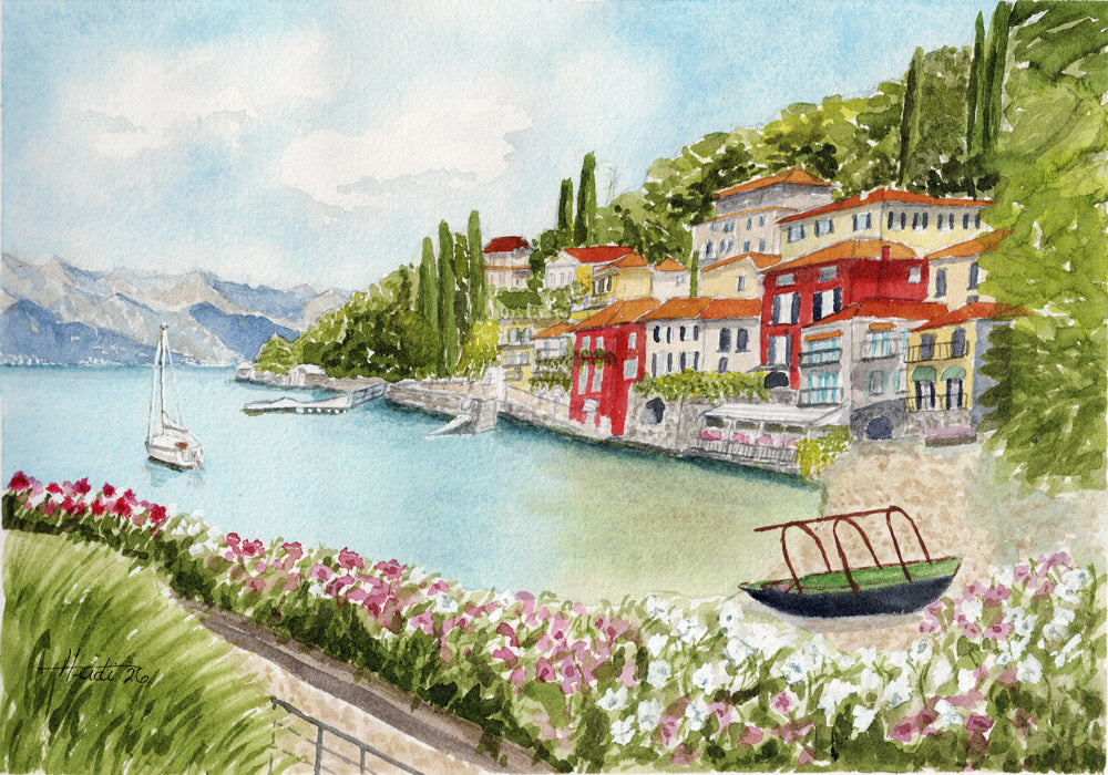 Varenna Waterfront | Original Lake Como Watercolor Painting