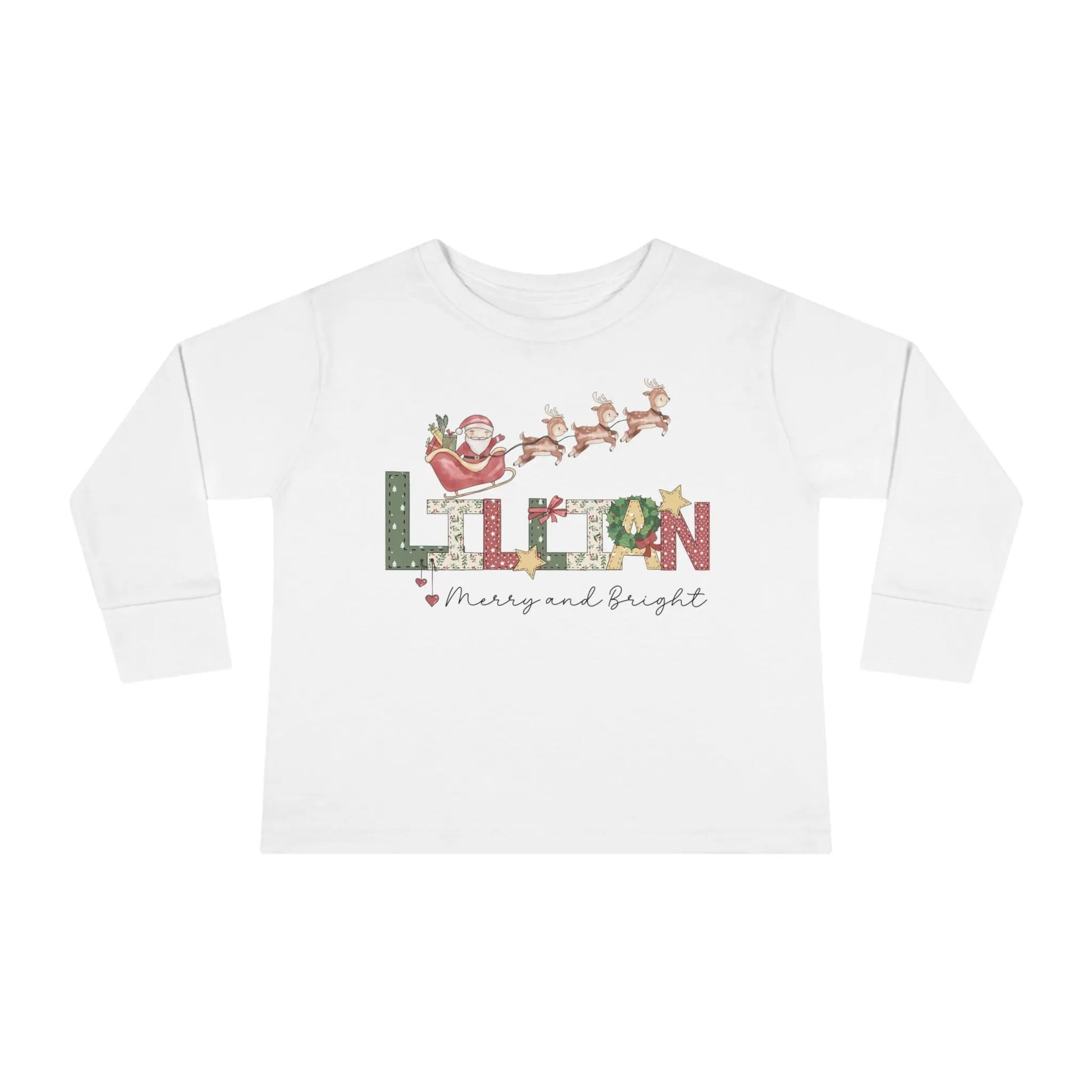 Lillian Christmas Personalized Toddler Long Sleeve Tee Printify
