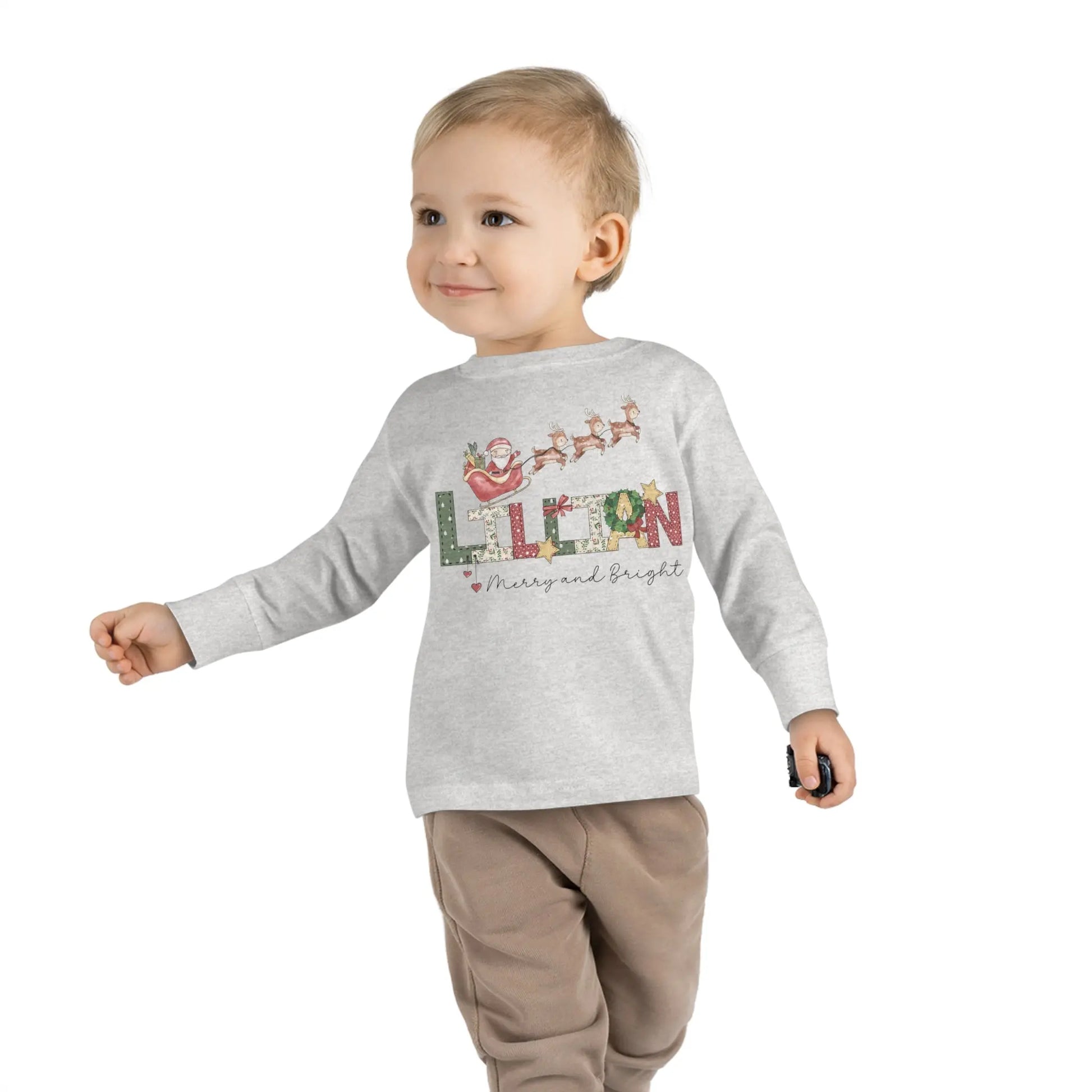 Lillian Christmas Personalized Toddler Long Sleeve Tee Printify
