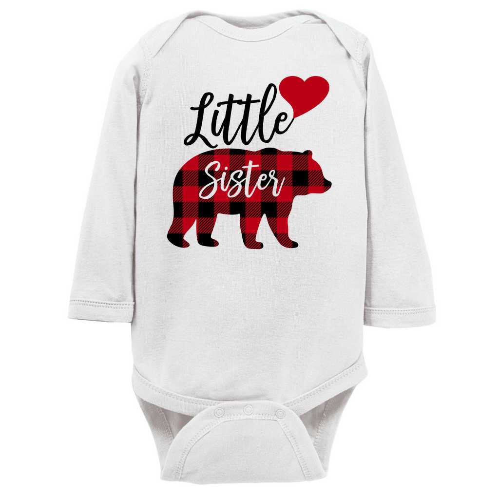 Little Sister Bear Long Sleeve Onesie Amazing Faith Designs