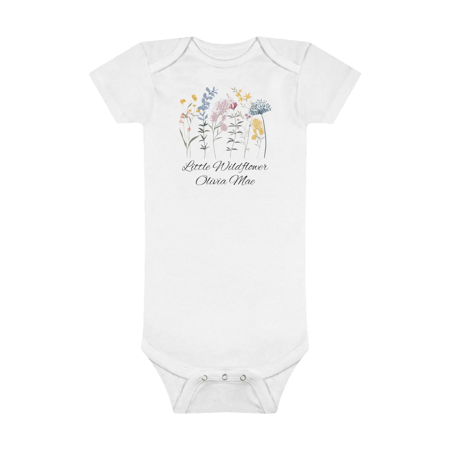 Little Wildflower Personalized Baby Short Sleeve Onesie® - Amazing Faith Designs