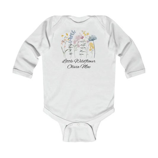 Little Wildflower Personalized Infant Long Sleeve Bodysuit Printify