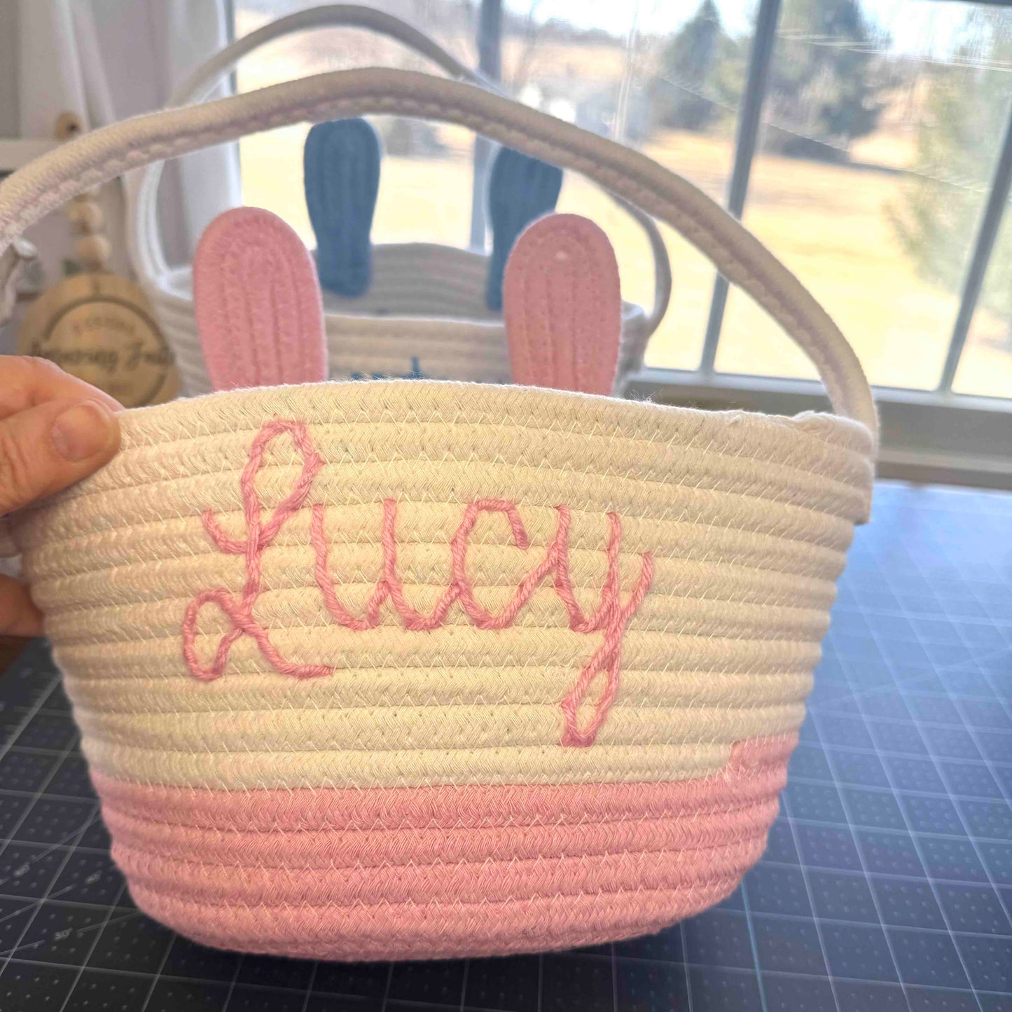 Personalized Easter Bunny Rope Basket - Amazing Faith Designs