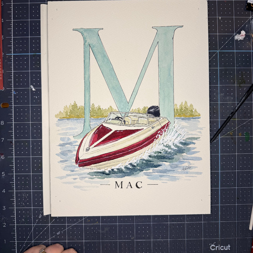 Personalized Watercolor Initial Painting for Dad or Grandpa - Amazing Faith Designs
