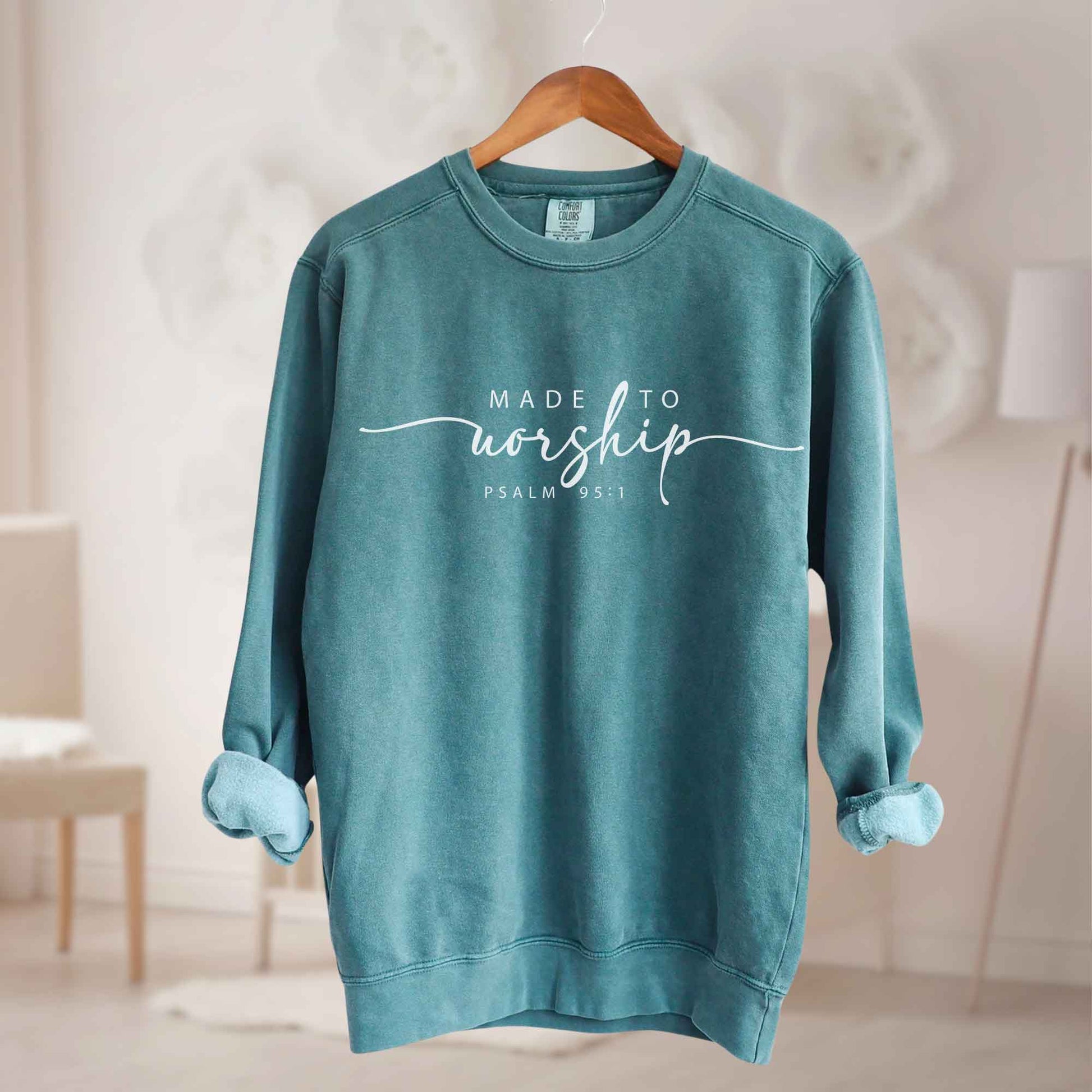 Made to Worship Comfort Colors Christian Sweatshirt - Amazing Faith Designs