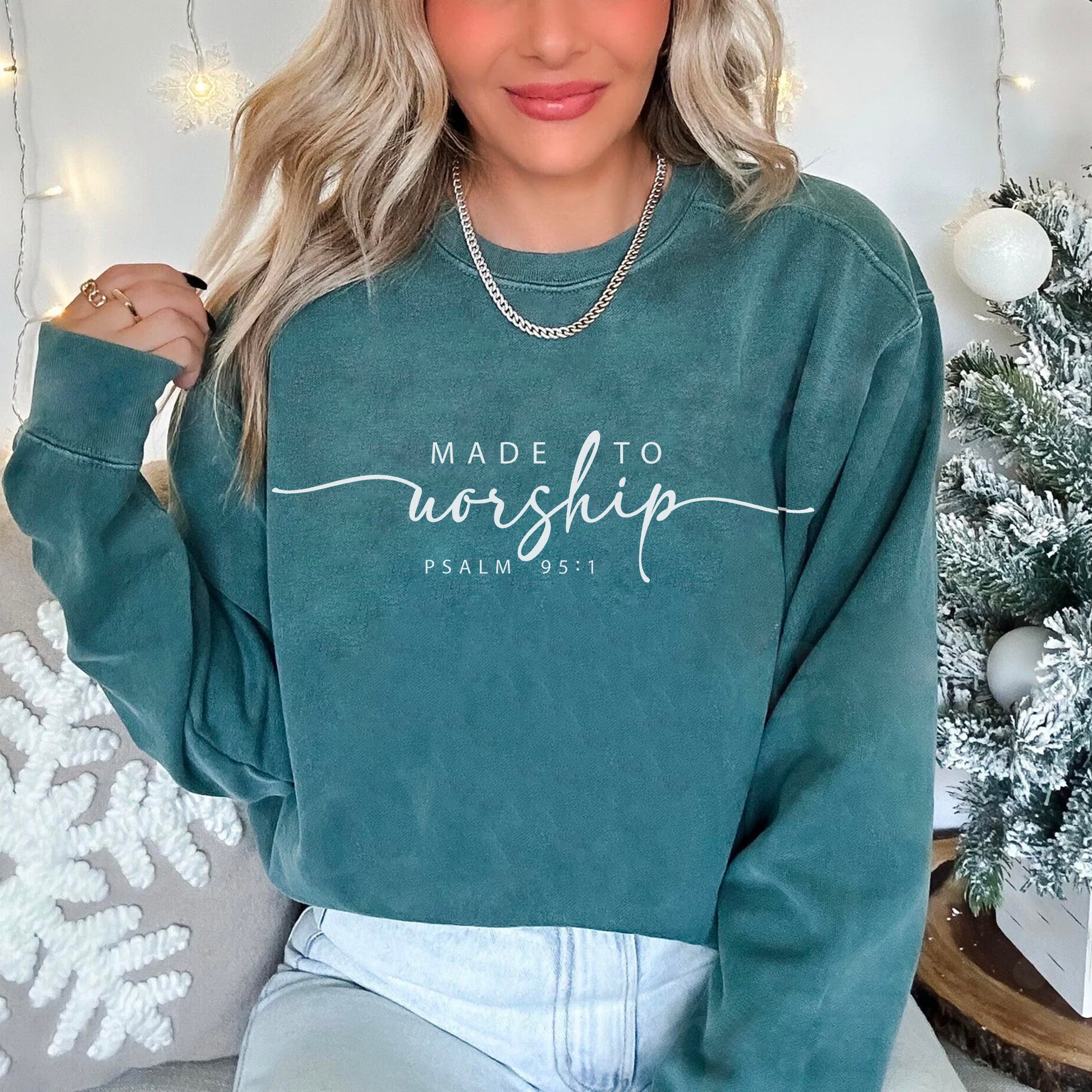 Made to Worship Comfort Colors Christian Sweatshirt - Amazing Faith Designs