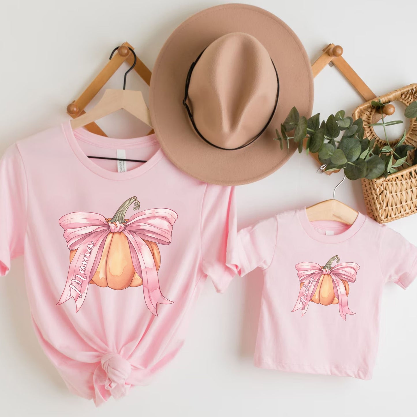 Matching Mama Pumpkin Coquette Pink Shirt - Amazing Faith Designs